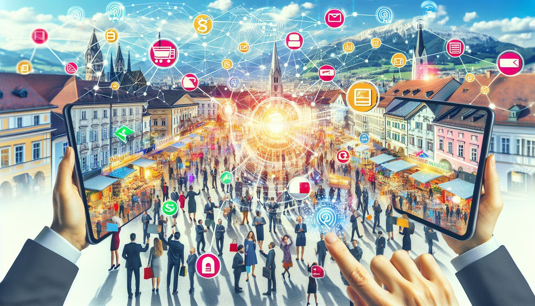 Eine Infografik, die Statistiken zum österreichischen E-Commerce-Markt zeigt, einschließlich der Internet-Penetrationsrate, der E-Commerce-Nutzer-Penetrationsrate und bevorzugten Zahlungsmethoden.