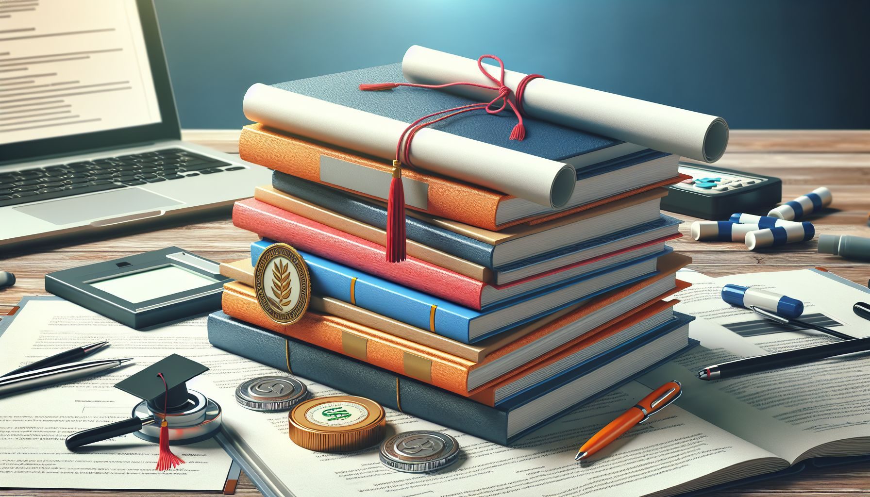A conceptual pile of certificates and degrees demonstrating the importance of professional courses or certifications in obtaining a high-paying job.