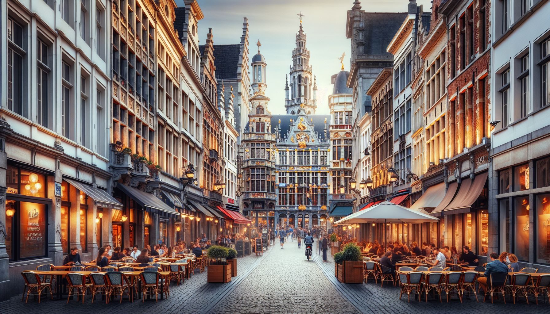 Una toma panorámica de las principales calles de Bélgica desde Bruselas, Amberes hasta Gante, mostrando bulliciosos distritos comerciales llenos de diversas tiendas minoristas.