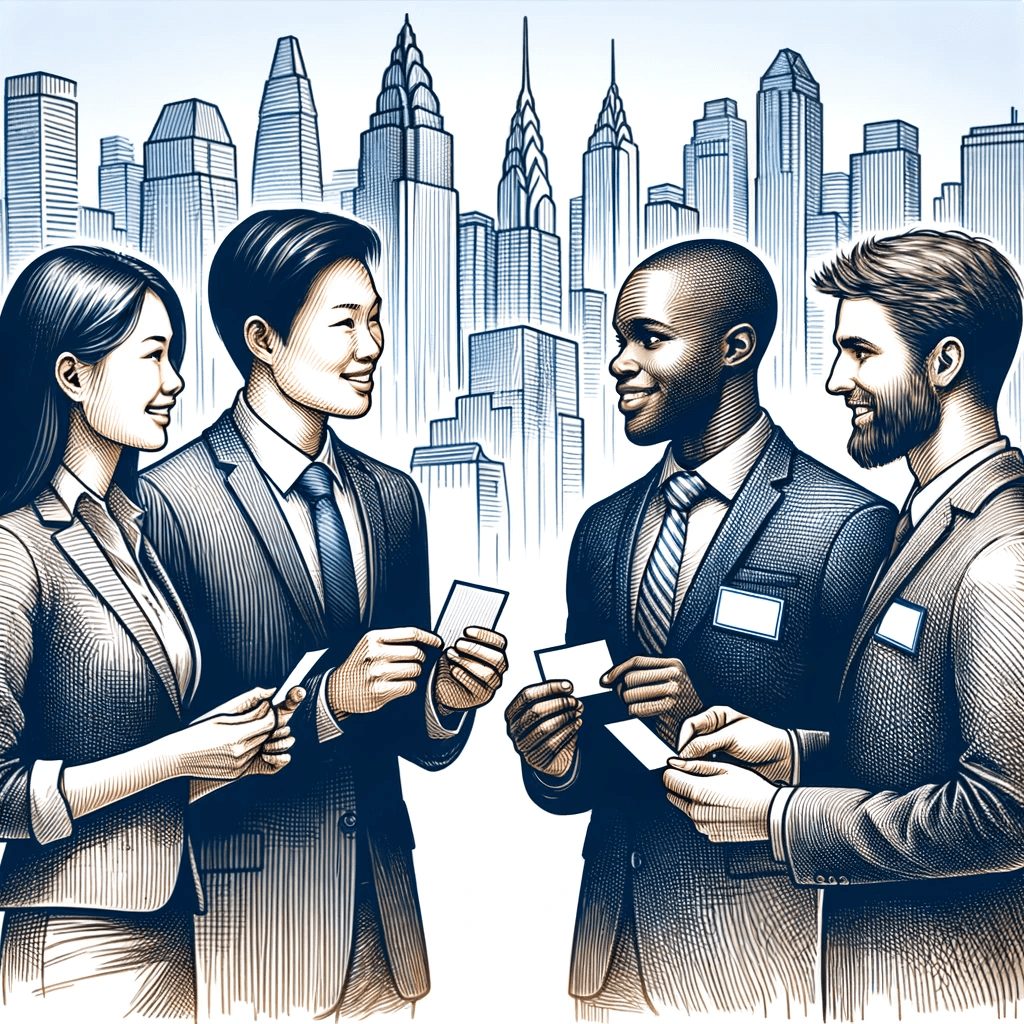 2023-10-31 11.14.42 - Drawing of a professional networking event, with a diverse group of