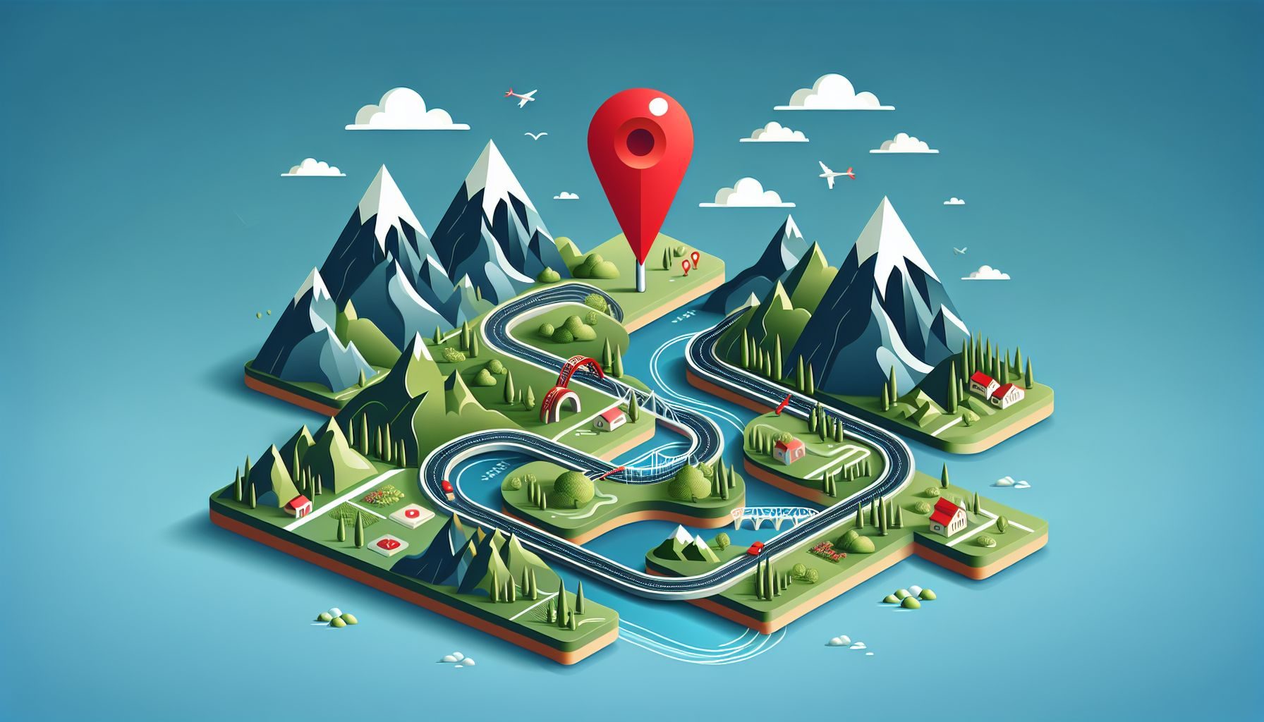 Une représentation graphique convaincante d'une conclusion ou d'un résumé, comme une carte routière menant à une épingle rouge symbolisant la destination finale ou la conclusion, illustrant le parcours que les entreprises peuvent emprunter lors de l'évaluation de leur utilisation de la plateforme X.