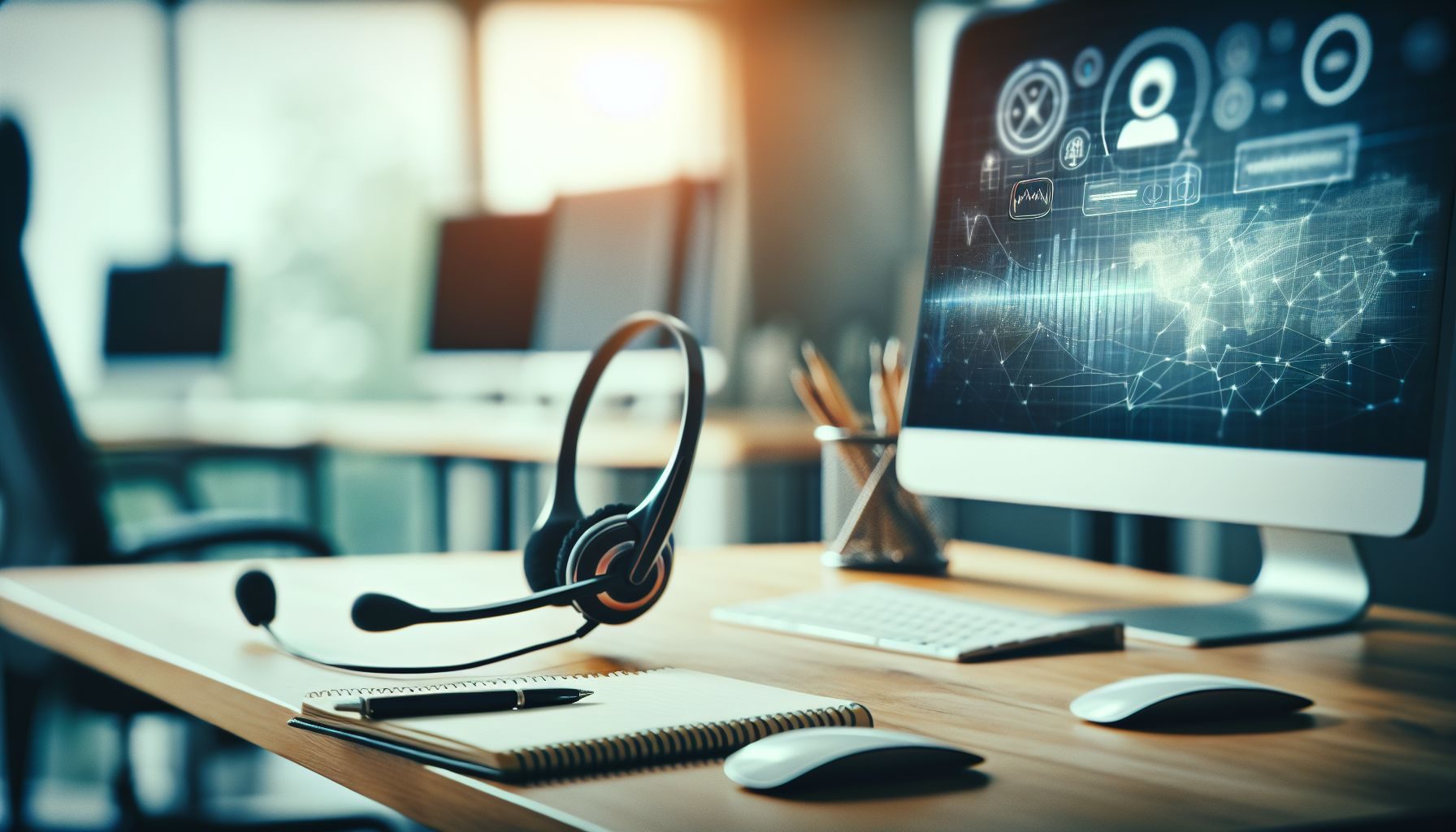Un plan rapproché d'un casque de représentant du service client signifiant le support client dans un environnement de bureau.