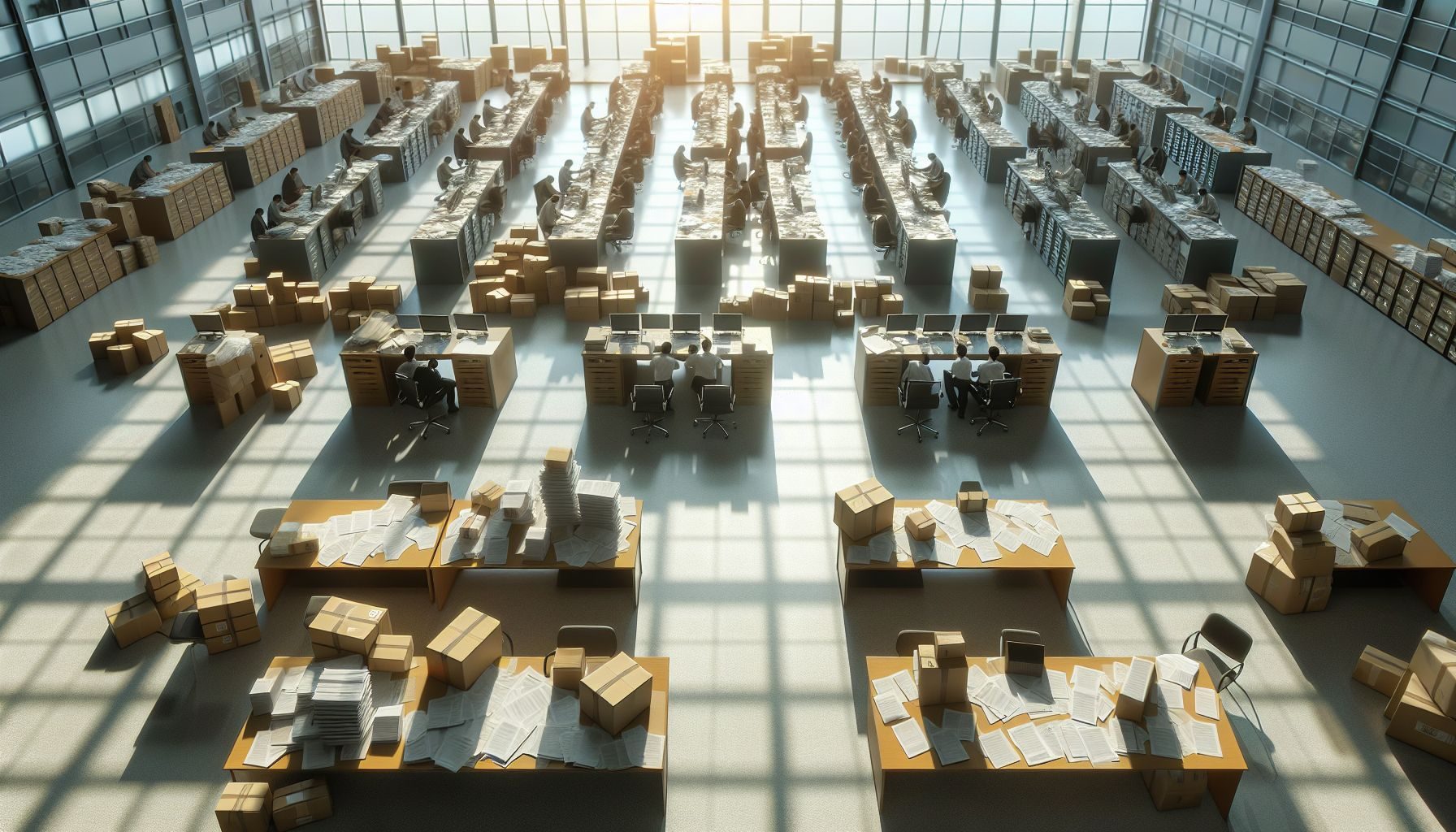 Un primer plano de documentos importantes de importación y aduanas apilados de manera ordenada sobre un escritorio de madera, ilustrando la atención al detalle requerida en el proceso.