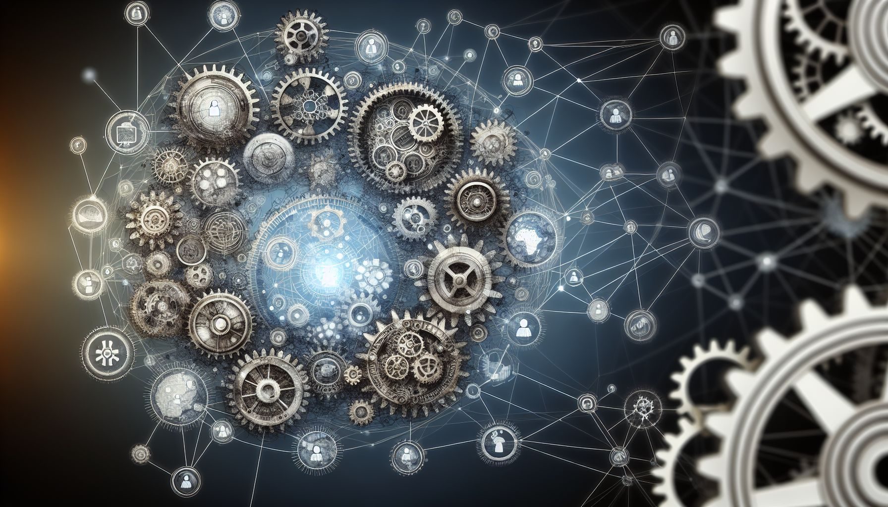 An intricate web of interconnected gears symbolizing various customer support strategies