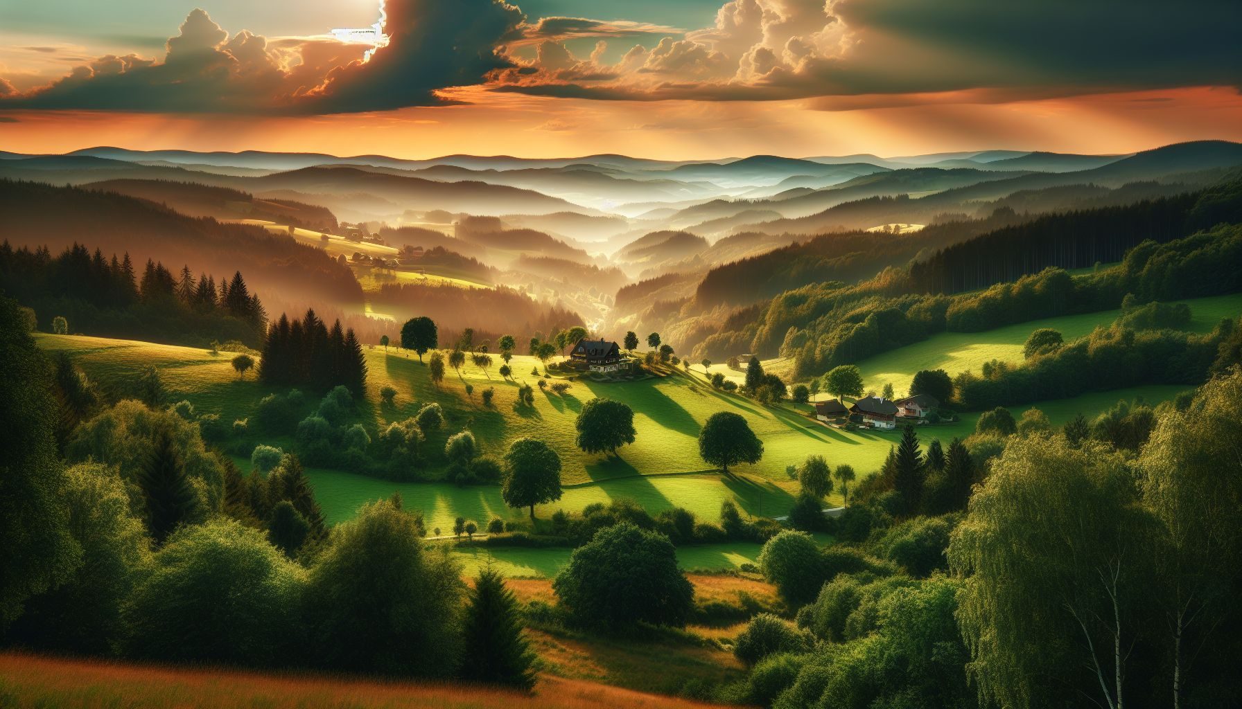 A scenic view of a lush Czech countryside, earmarked as a serene location to build a new property.
