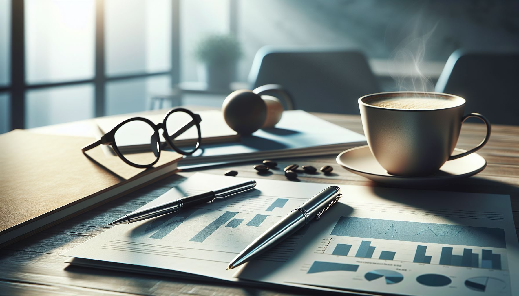 لقطة مقربة لوثائق الأعمال مثل الاتفاقيات القانونية وأوراق التأمين على السيارات ونماذج الضرائب المتعلقة بشراء سيارة شركة في شمال مقدونيا، مرتبة بشكل أنيق على المكتب.